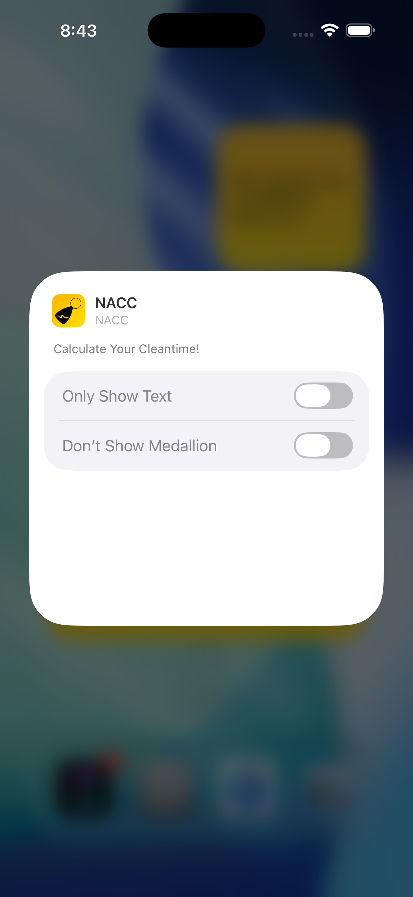 Editing a NACC widget